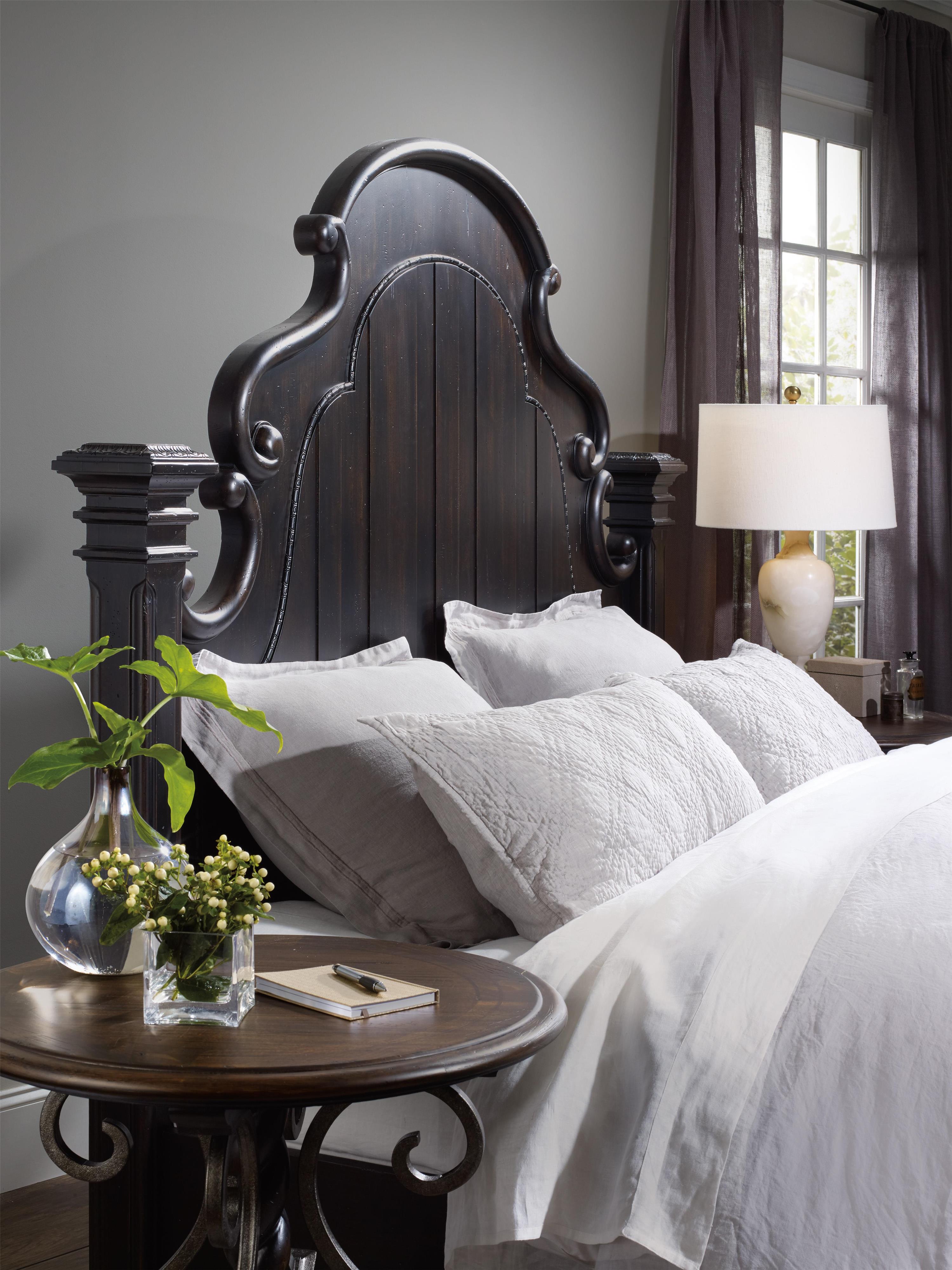 Hooker Furniture Treviso Round Nightstand with Wrought Iron Shaping